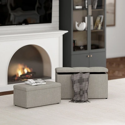 Levi Storage Ottoman, 2 Pieces  - Light Grey