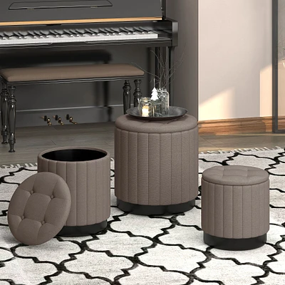 Lexi Storage Ottoman, 3 Pieces - Grey/Black