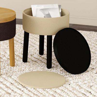 Polly Storage Ottoman - Beige/Black