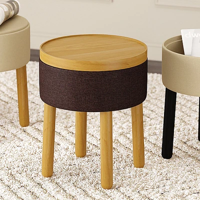 Polly Storage Ottoman  - Charcoal/Natural