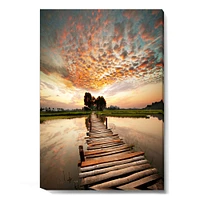 Makeshift Wooden Pier Over River  Canvas Wall Art