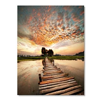 Makeshift Wooden Pier Over River  Canvas Wall Art