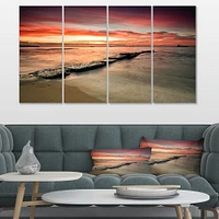 Wonderful Sunrise on Black Ocean Canvas Wall Art Panels