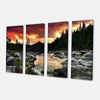 Rocky Mountain River at Sunset Canvas Wall Art