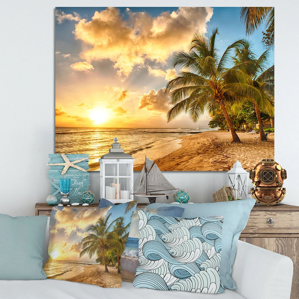 Gorgeous Beach of Island Barbados  Canvas Wall Art Print
