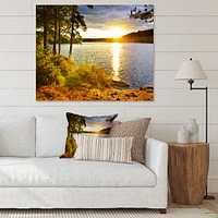 Beautiful View of Sunset over Lake Wall Artwork Print on Canvas
