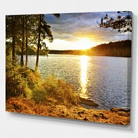 Beautiful View of Sunset over Lake Wall Artwork Print on Canvas