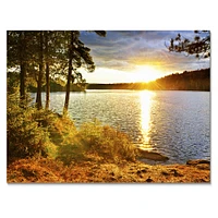 Beautiful View of Sunset over Lake Wall Artwork Print on Canvas