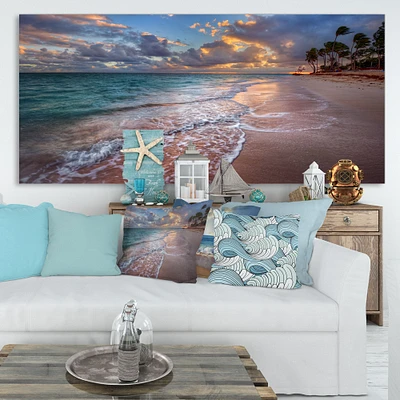 Palm Trees on Clear Sandy Art Print Canvas