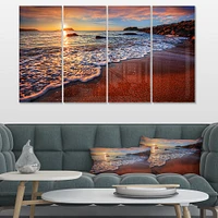 Stunning Ocean Beach at Sunset  Art Print on Canvas