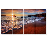 Stunning Ocean Beach at Sunset  Art Print on Canvas