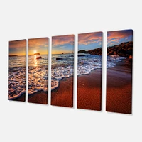 Stunning Ocean Beach at Sunset  Art Print on Canvas