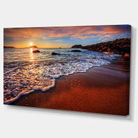 Stunning Ocean Beach at Sunset  Art Print on Canvas