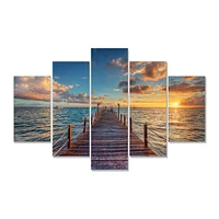 Brilliant Sunrise over Sea Pier  Canvas Wall Art