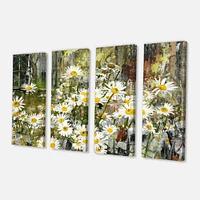 Daisies Flowers Under the Window  Canvas Wall Art