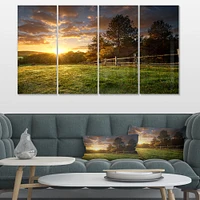 Fenced Ranch at Sunrise Canvas Wall Art Panels