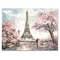 Eiffel with Pink Flowers Canvas Art Print
