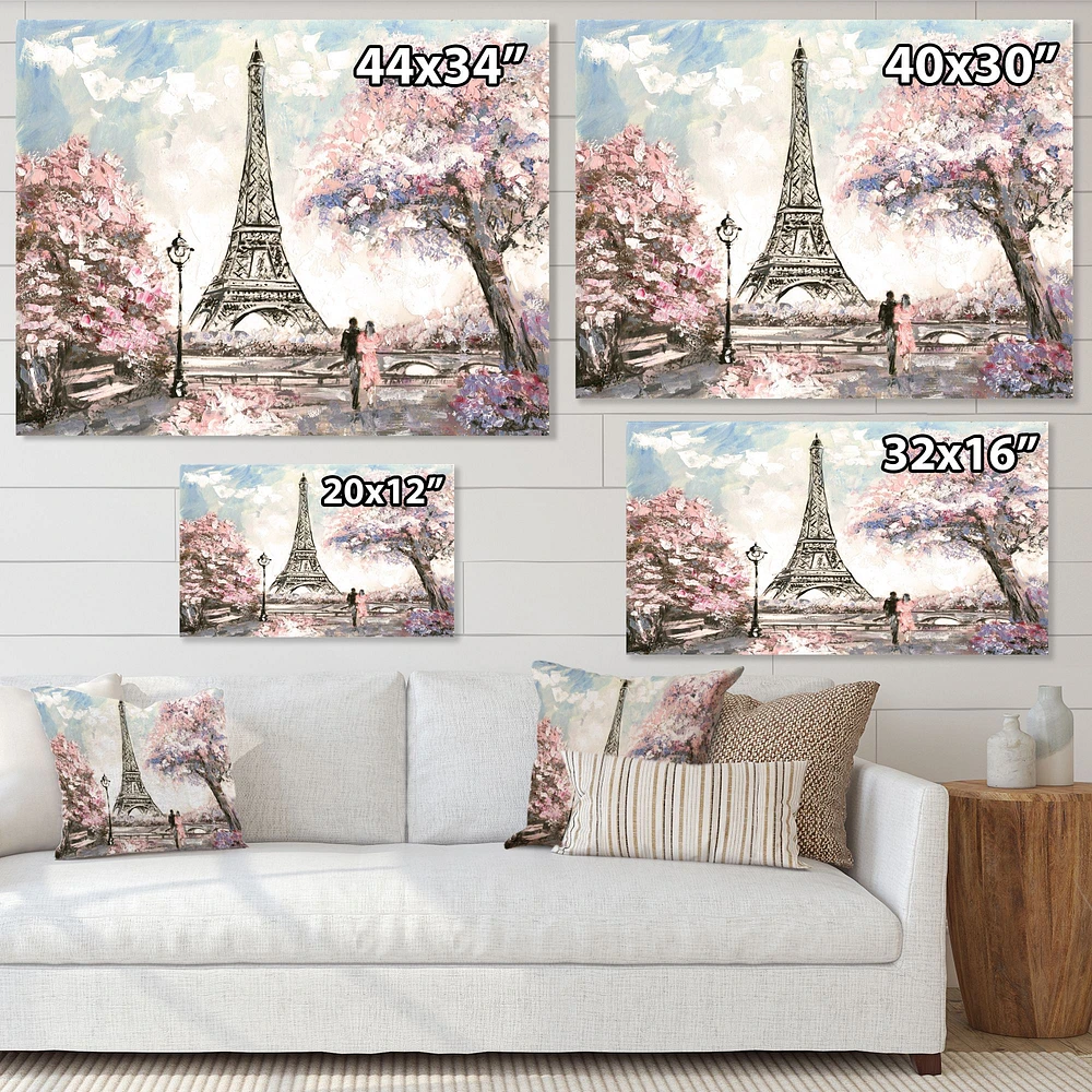 Eiffel with Pink Flowers Canvas Art Print