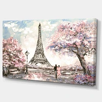 Eiffel with Pink Flowers Canvas Art Print