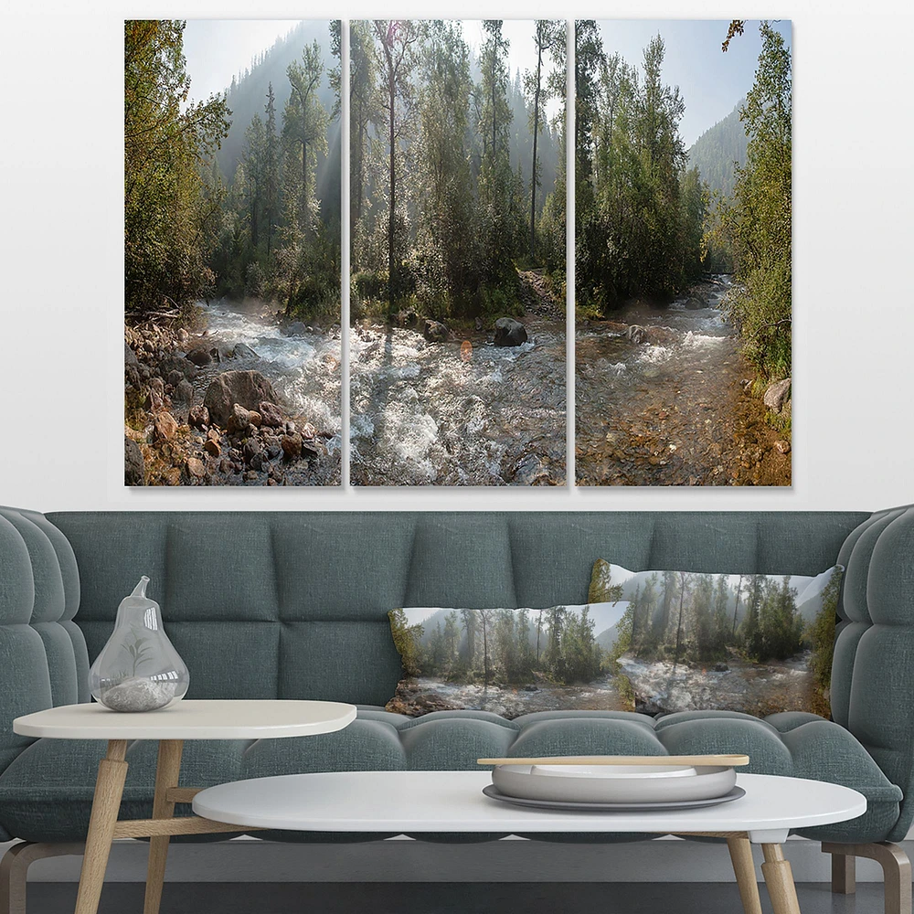 Mountain River Panorama 3 Canvas Wall Art