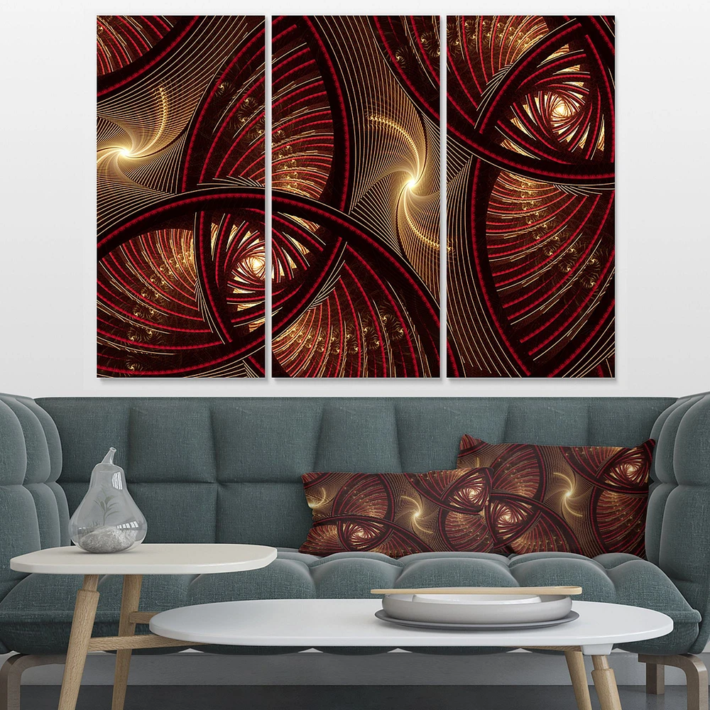 Brown Symmetrical Fractal Pattern Canvas Wall Art