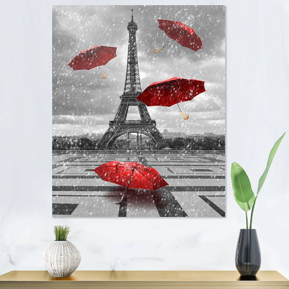 Flying Umbrella with Eiffel Tower  Canvas