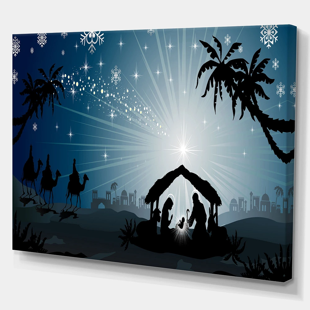 Christmas Nativity Scene with Three Wise Men Canvas Wall Art