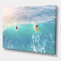 Surfers on A Bright Sunny Ocean Wave  Wall Art
