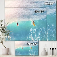 Surfers on A Bright Sunny Ocean Wave  Wall Art