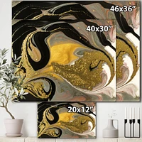 Gold and Black Marbled Rippled Texture I  Wall Art