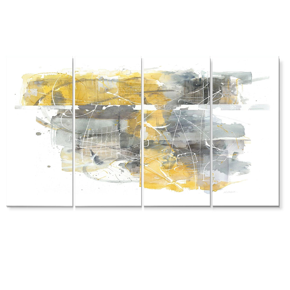 Moving and Out of Traffic II Yellow Grey Canvas Wall Art Print