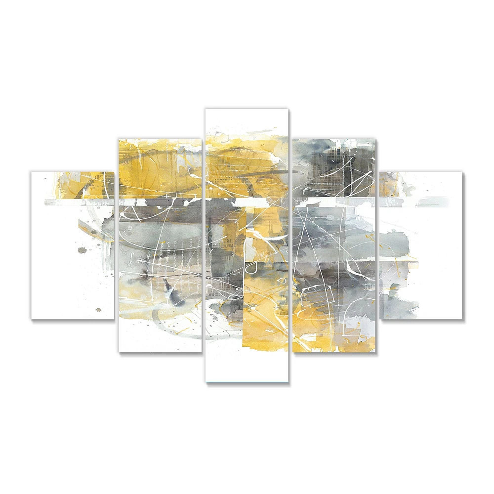 Moving and Out of Traffic II Yellow Grey Canvas Wall Art Print