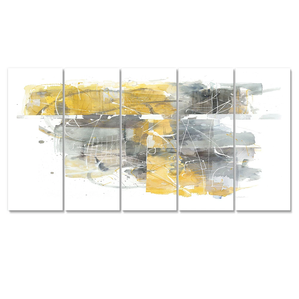 Moving and Out of Traffic II Yellow Grey Canvas Wall Art Print