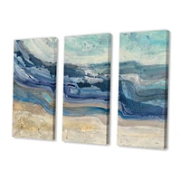 Coast Blue Sea Waves Watercolour  Canvas Art