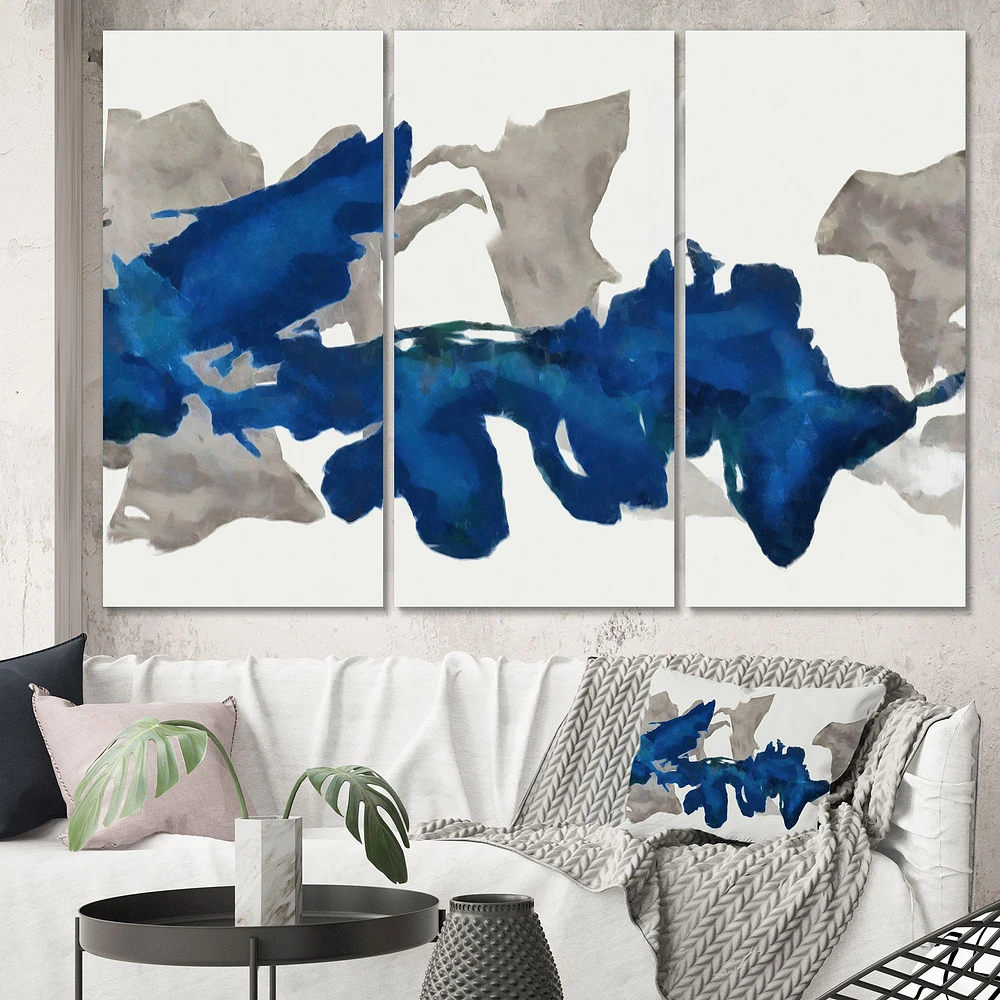 Gouache Sapphire on Gray Canvas Art