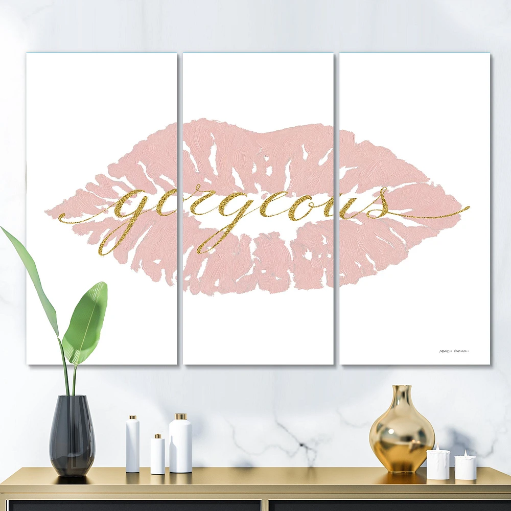 Fashion Glam Lips on Gold II  Canvas Wall Art