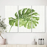 Mixed Botanical Green Leaves V  Canvas Art