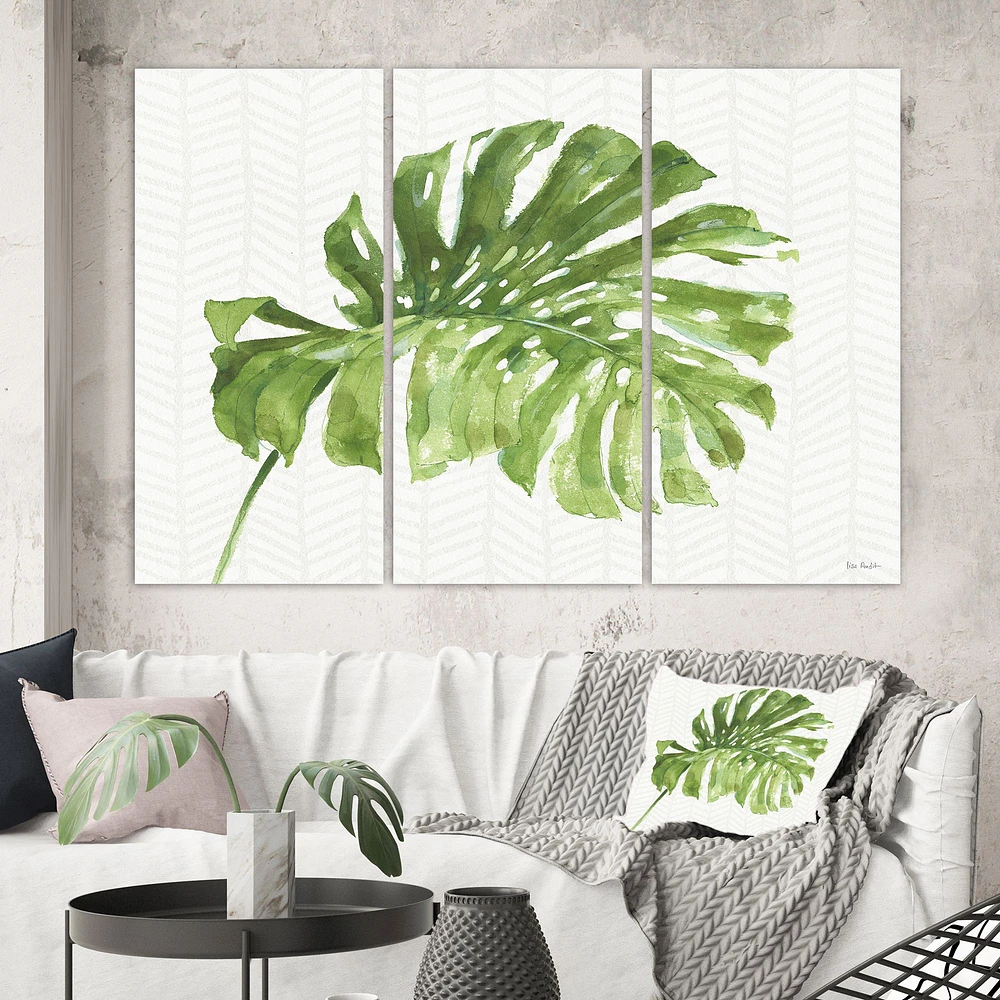 Mixed Botanical Green Leaves V  Canvas Art