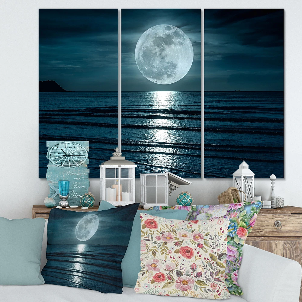 Super Moon Over The Sea I   Canvas Wall Art