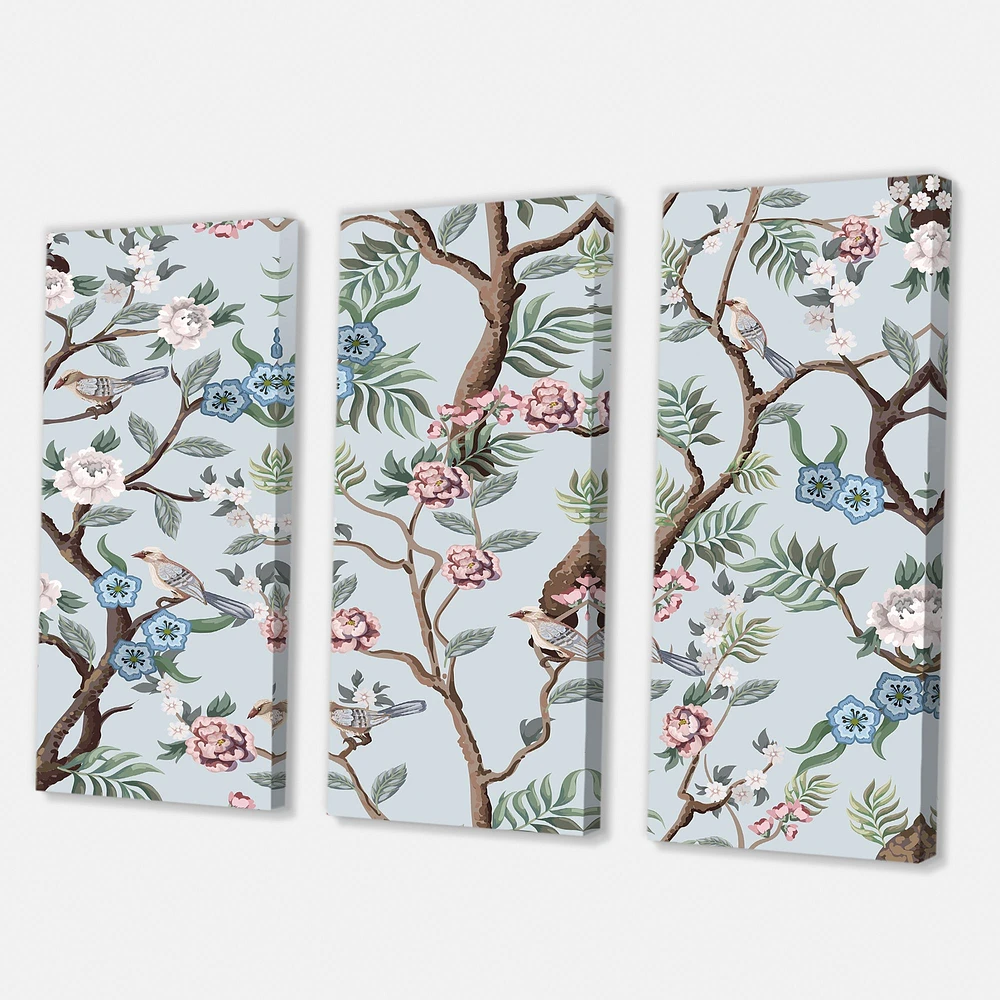 Chinoiserie with Birds and Peonies X  Canvas Wall Art