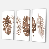 Tropical Monstera and Palm Leaf in Terracotta  Canvas Wall Art