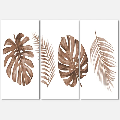 Tropical Monstera and Palm Leaf in Terracotta  Canvas Wall Art