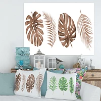 Tropical Monstera and Palm Leaf Terracotta  Wall Art