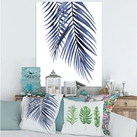 Blue Palm Leaves Abstract Tropical Branches  Wall Art