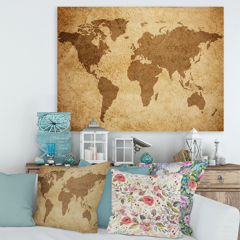 Ancient Map of The World V Canvas Wall Art