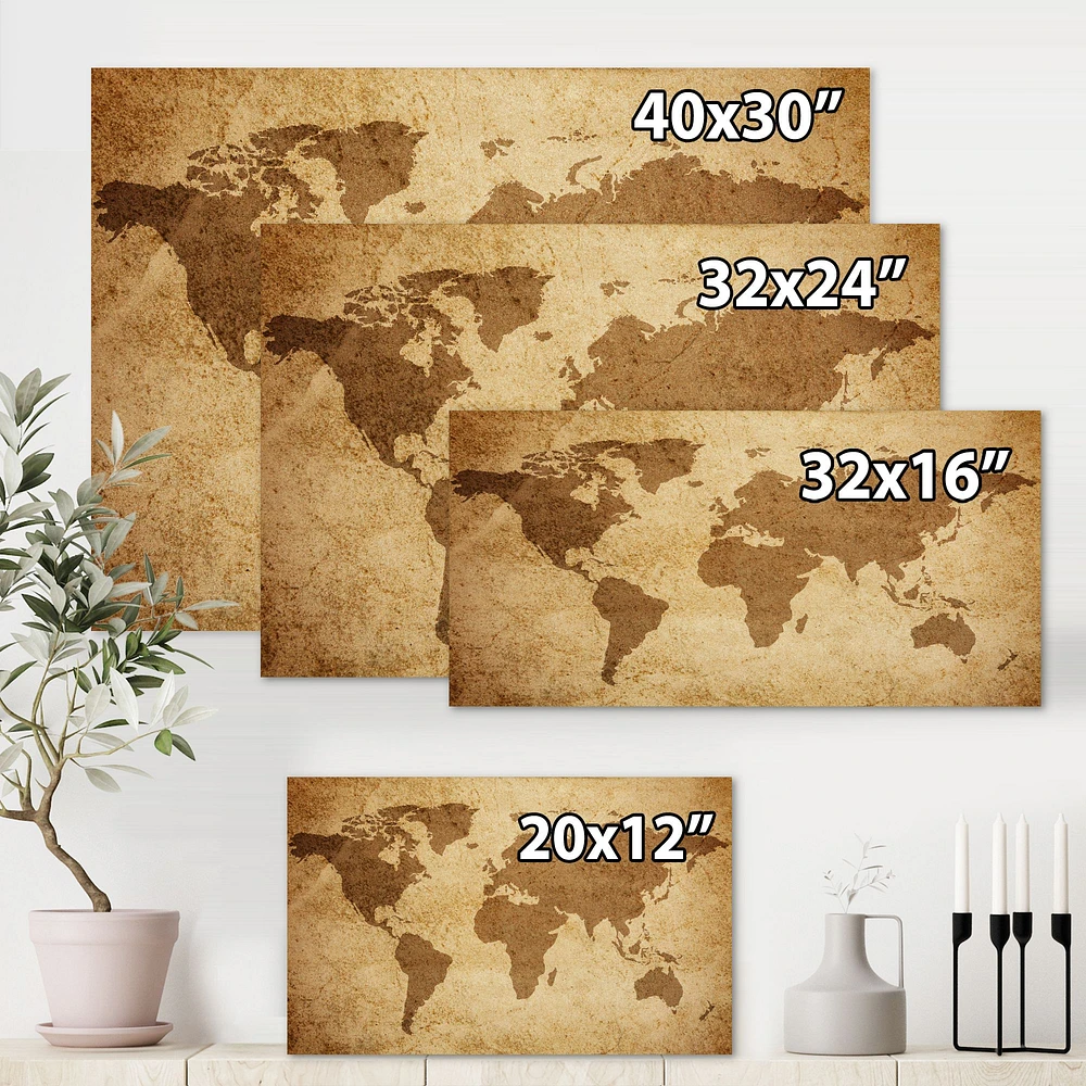 Ancient Map of The World V Canvas Wall Art