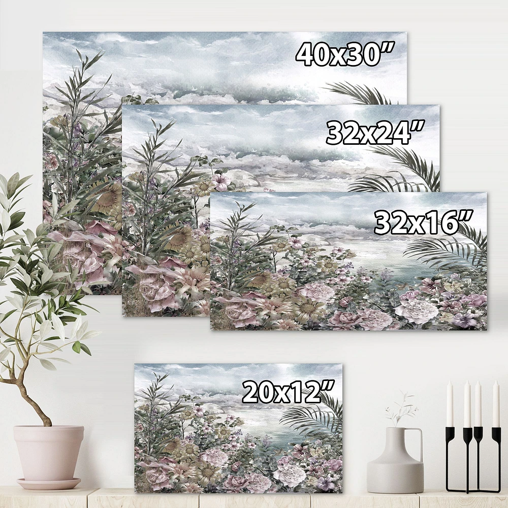 Toile « Retro Flowers by The Sea Side »