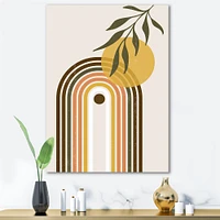 Abstract Yellow Sun with Retro Rainbow  Canvas Wall Art