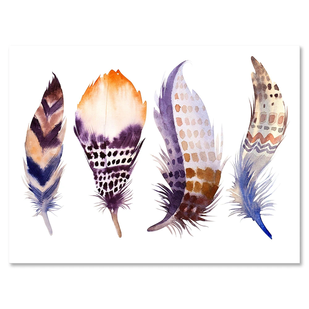 Purple Boho Feathers  Wall Art