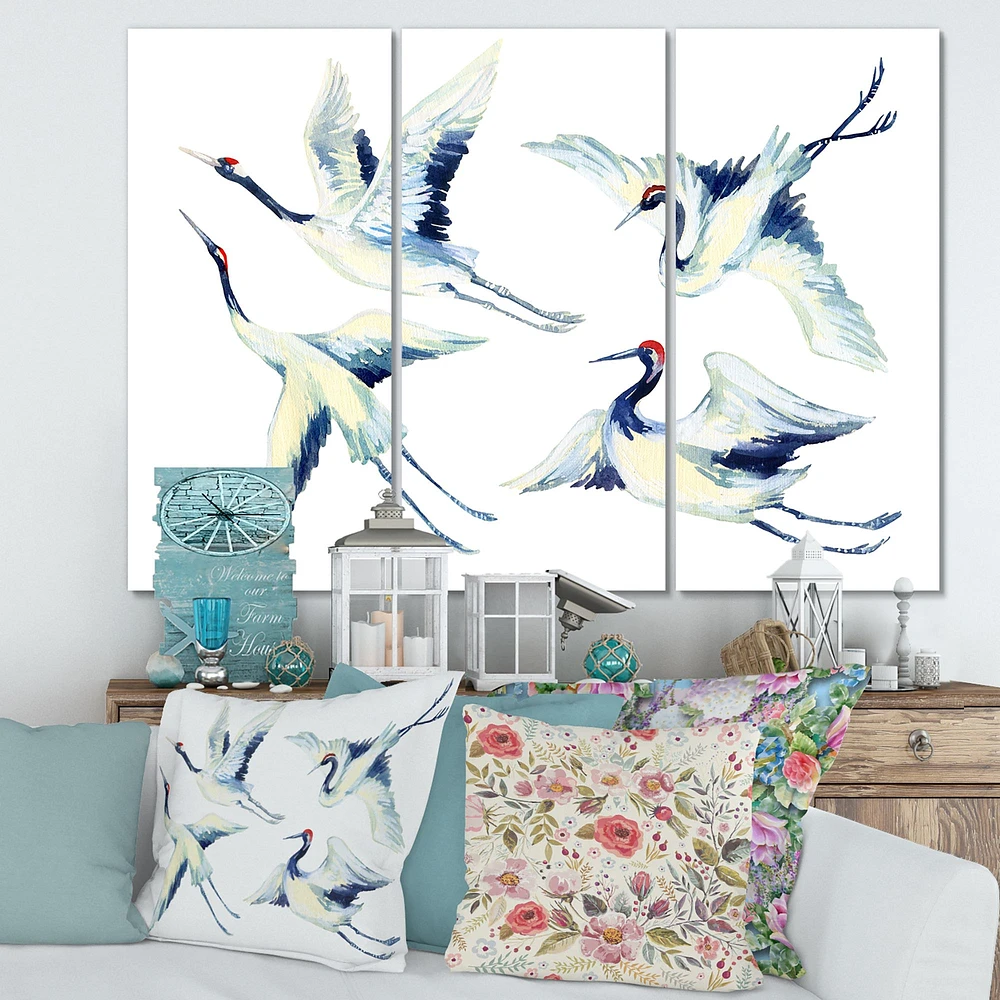 Asian Crane Bird Impression  Canvas Wall Art